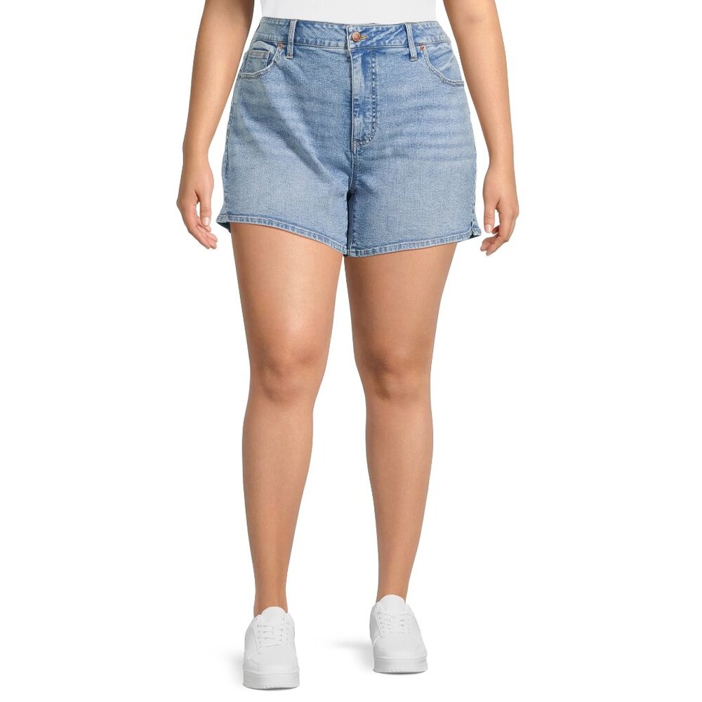 TERRA & SKY WOMEN'S SZ 24 W A-LINE JEANS SHORTS LIGHT WASH HIGH RISE STRETCH NWT